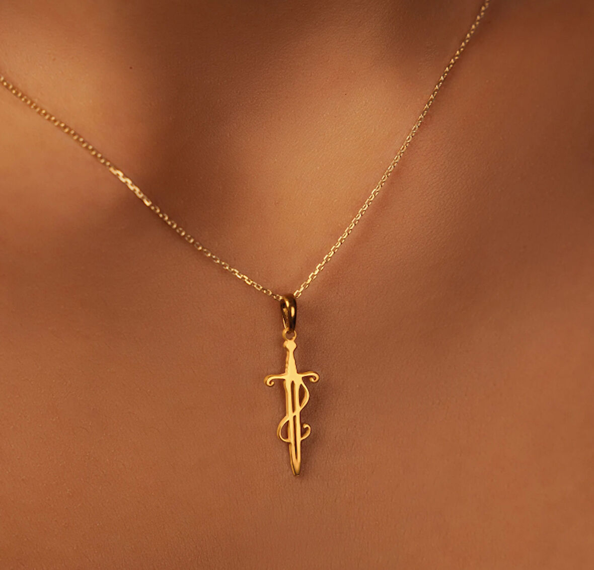 Samuray Kılıcı 14 Ayar Altın Kolye