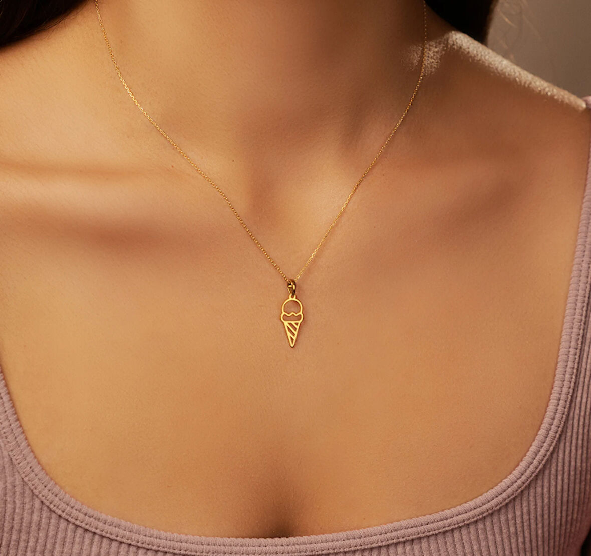 Dondurma 14 Ayar Altın Kolye