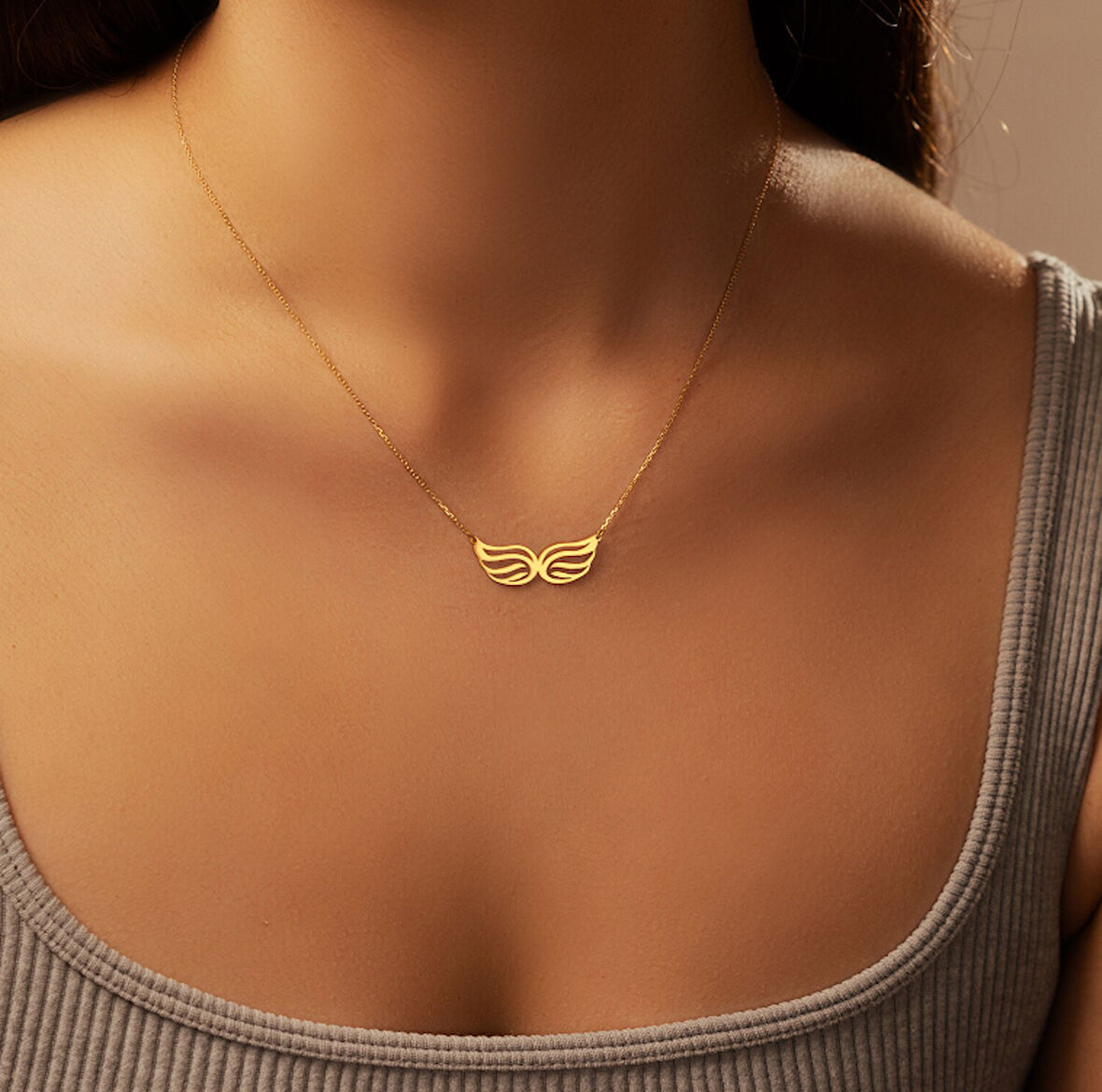 Melek Kanadı 14 Ayar Altın Kolye