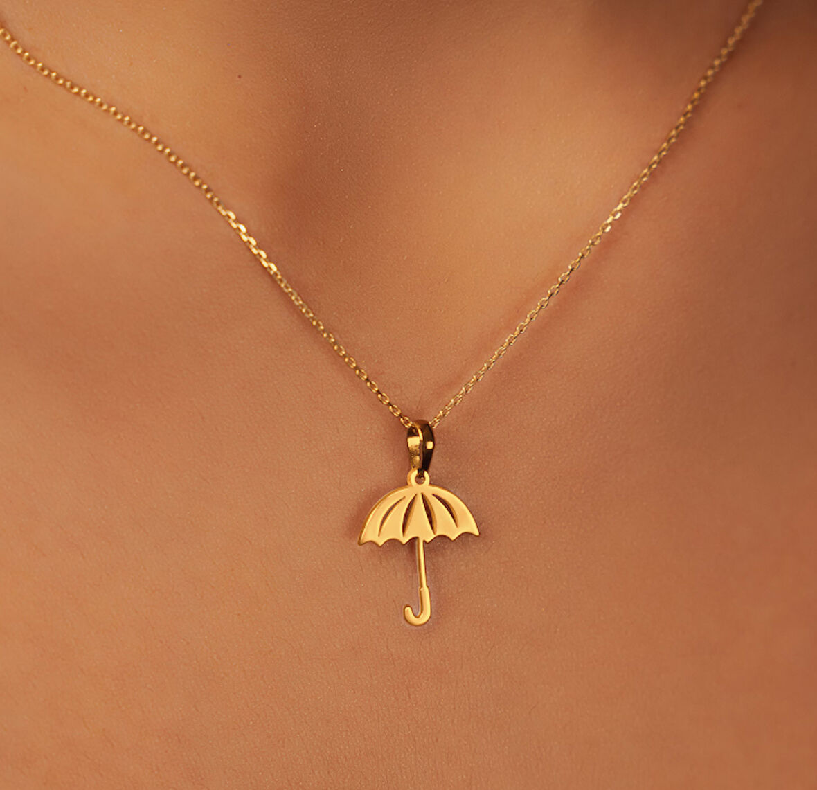 Şemsiye 14 Ayar Altın Kolye