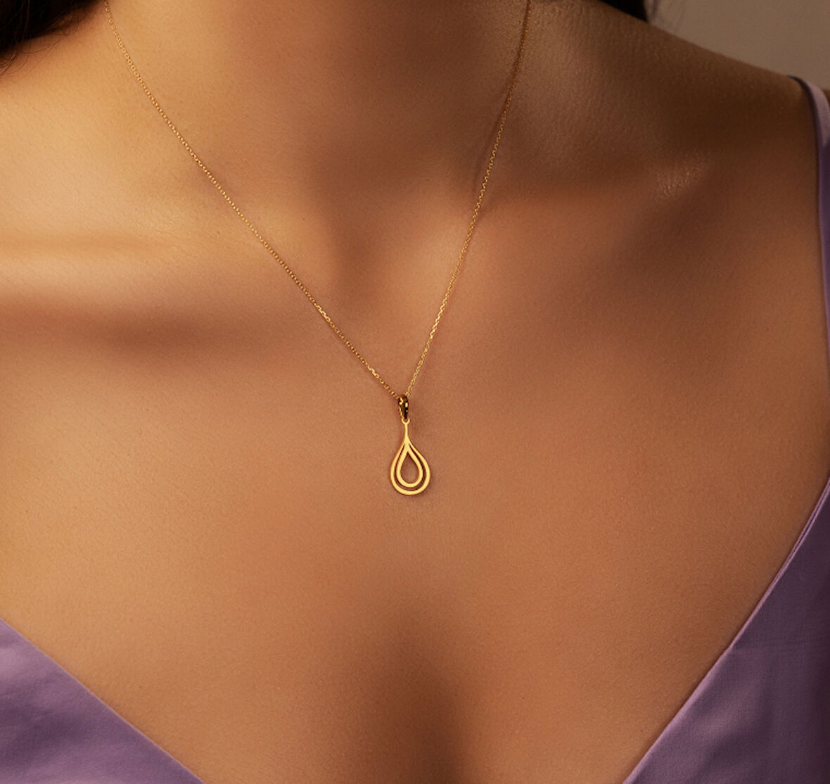 Damla Model 14 Ayar Altın Kolye