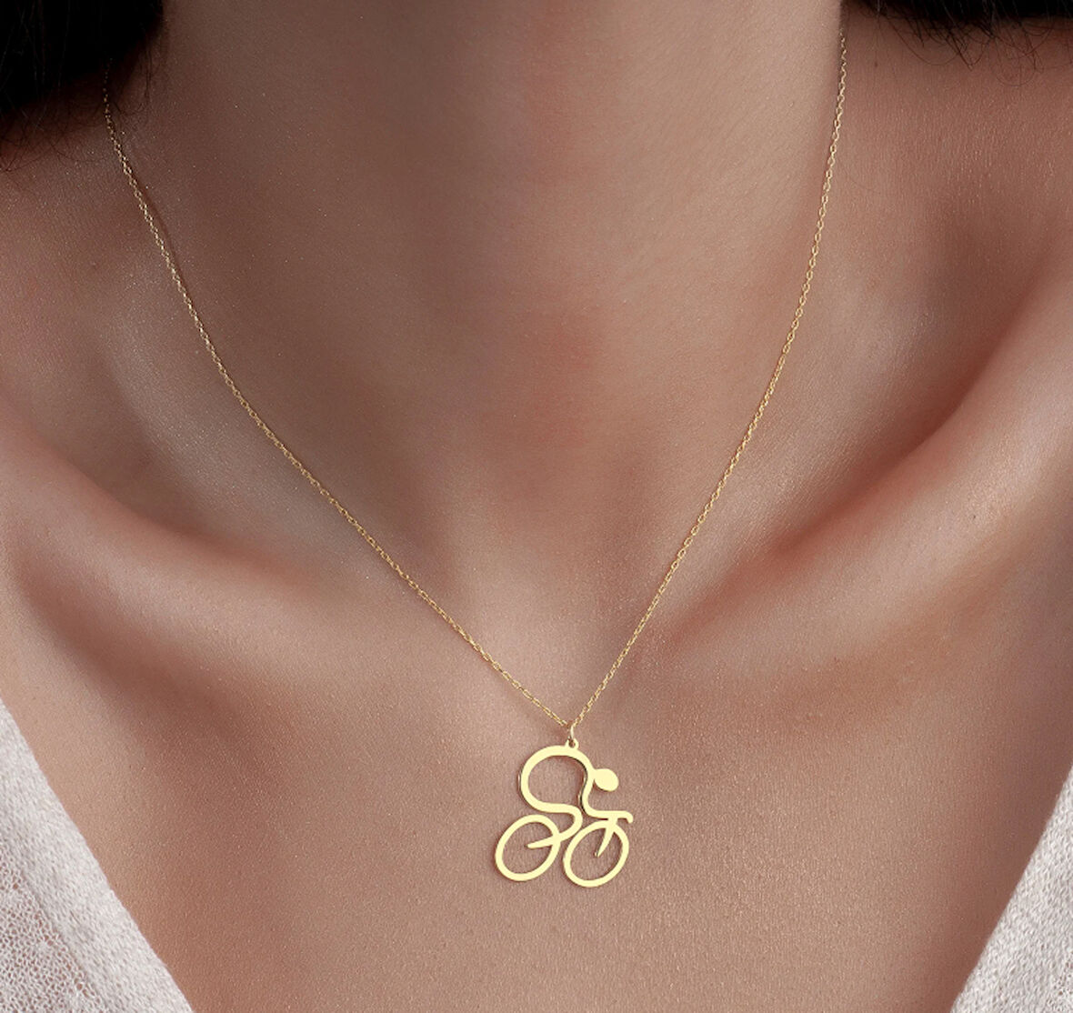 Bisiklet Sürücüsü 14 Ayar Altın Kolye