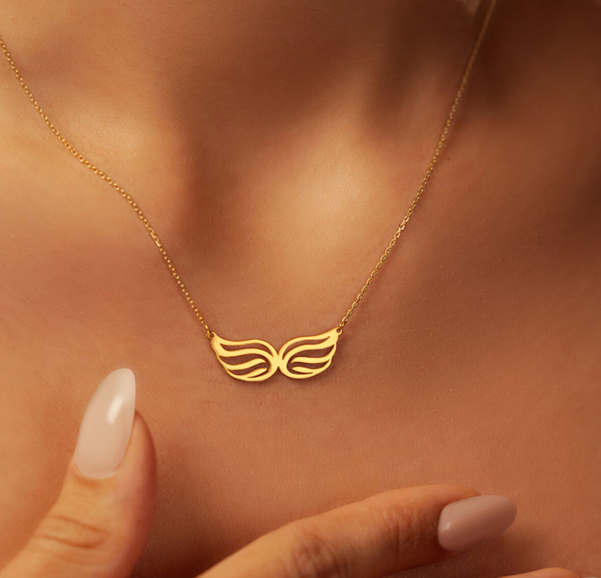 Melek Kanadı 14 Ayar Altın Kolye