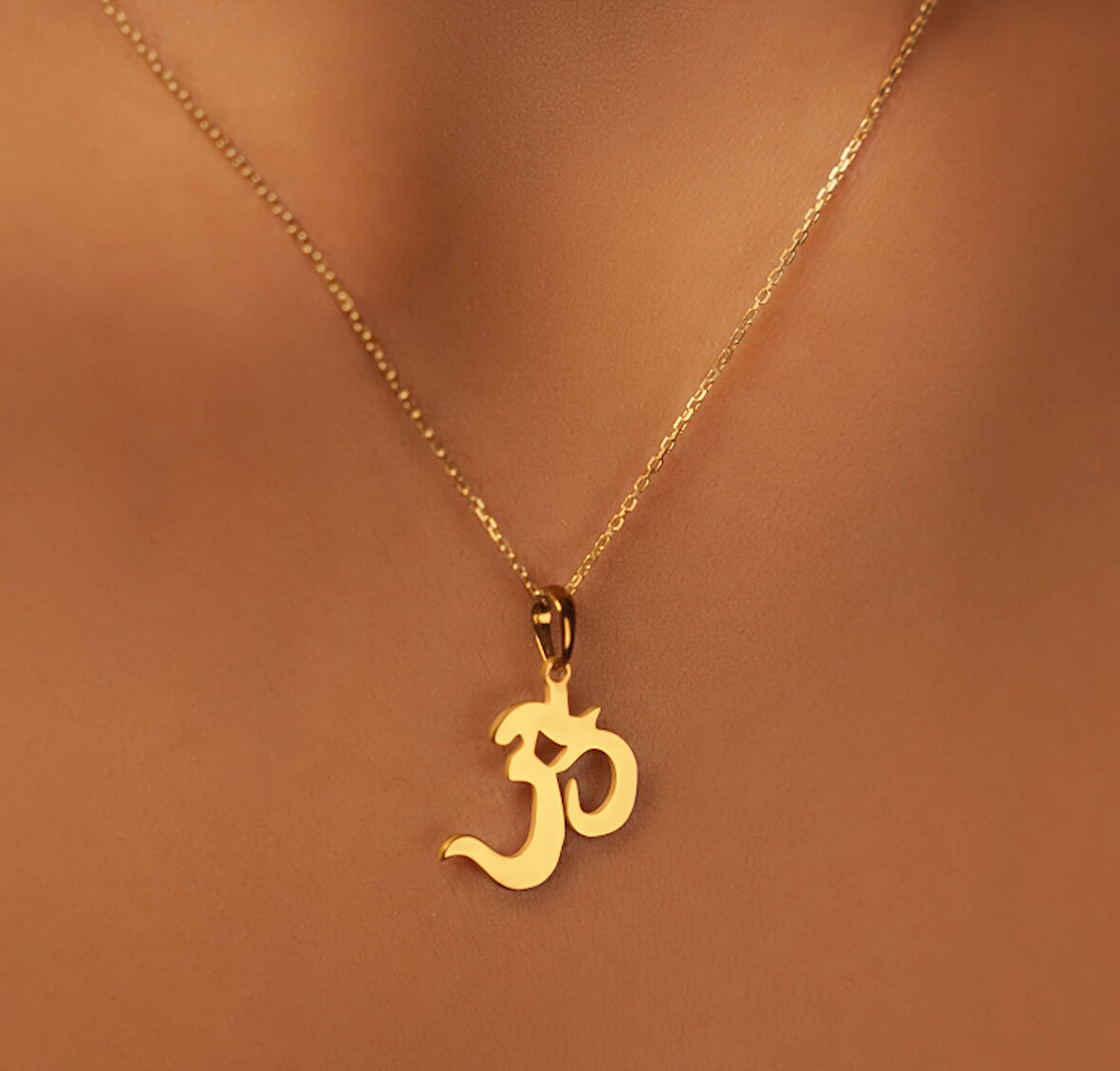 Om Yoga 14 Ayar Altın Kolye