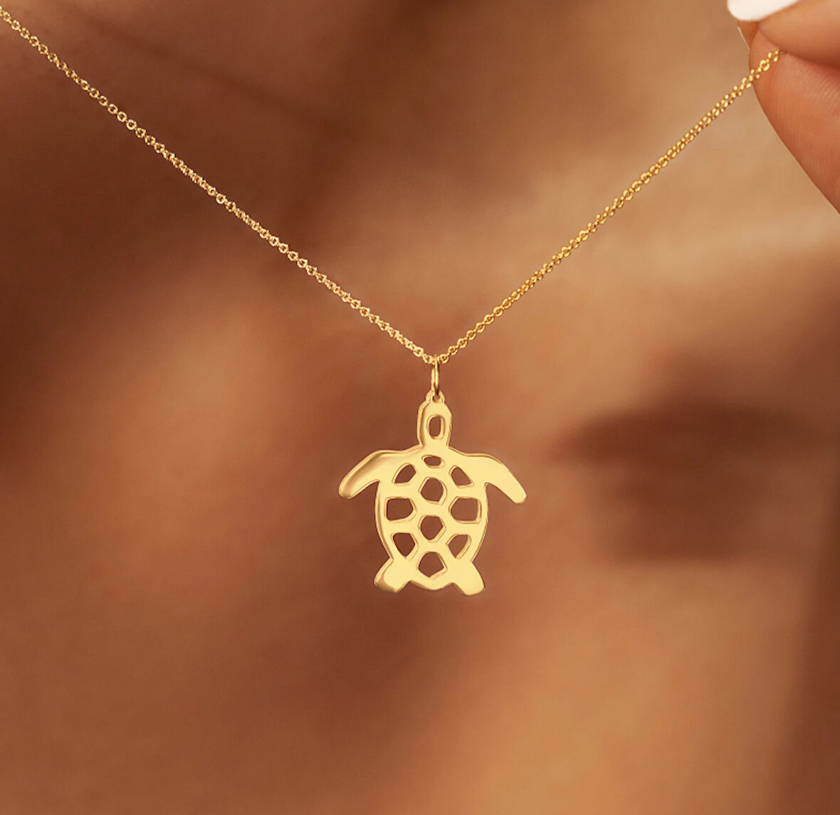 Kaplumbağa 14 Ayar Altın Kolye