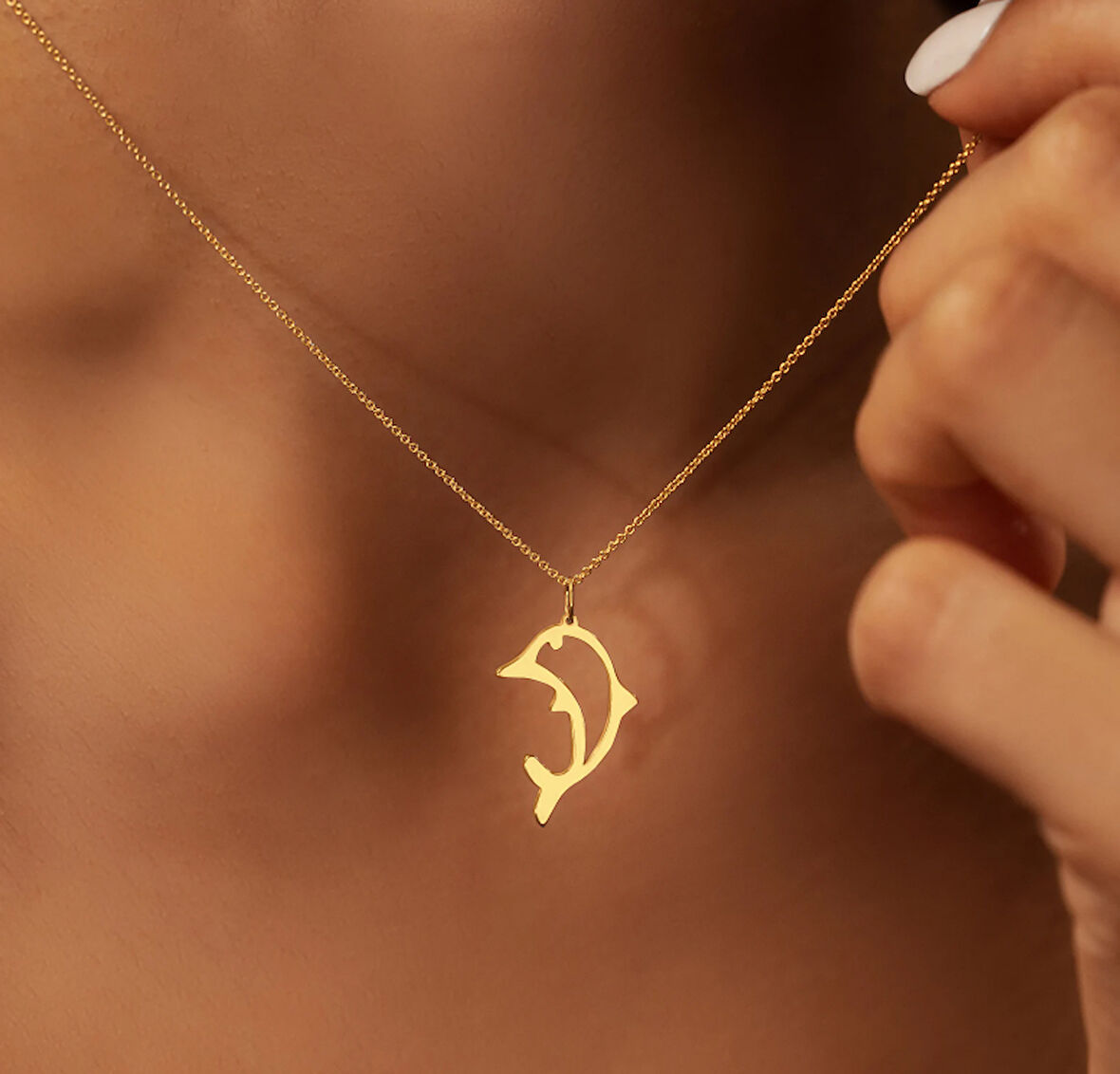 Yunus Balığı 14 Ayar Altın Kolye