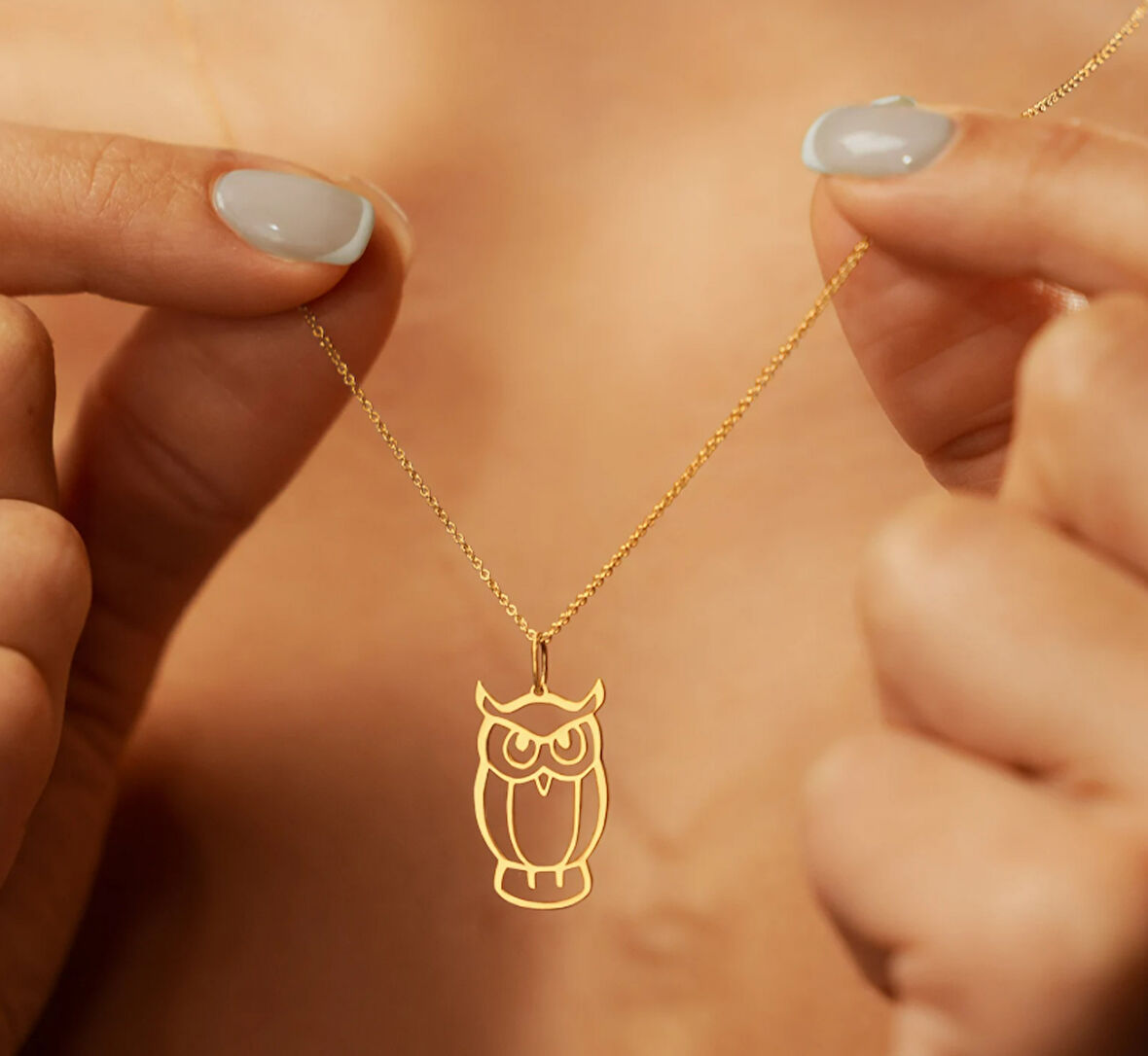 Baykuş 14 Ayar Altın Kolye