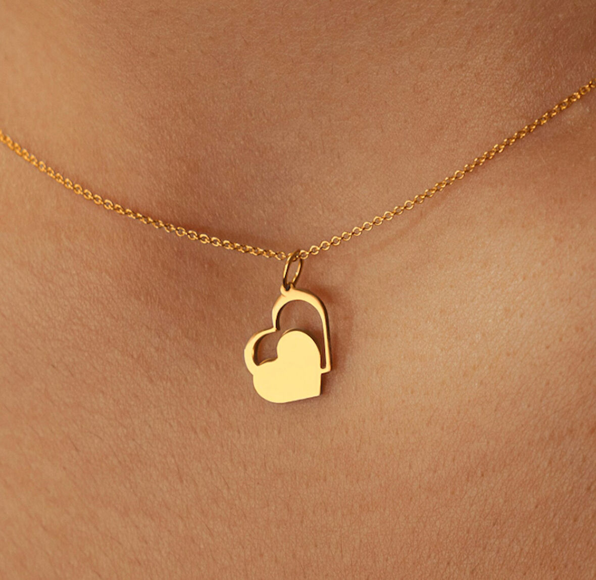 Kalplerimiz Bir 14 Ayar Altın Kolye