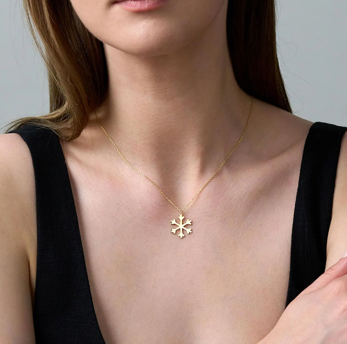 Kar Tanesi 14 Ayar Altın Kolye
