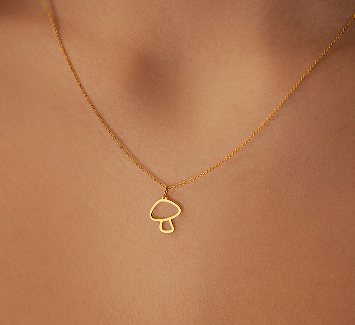 Mantar 14 Ayar Altın Kolye