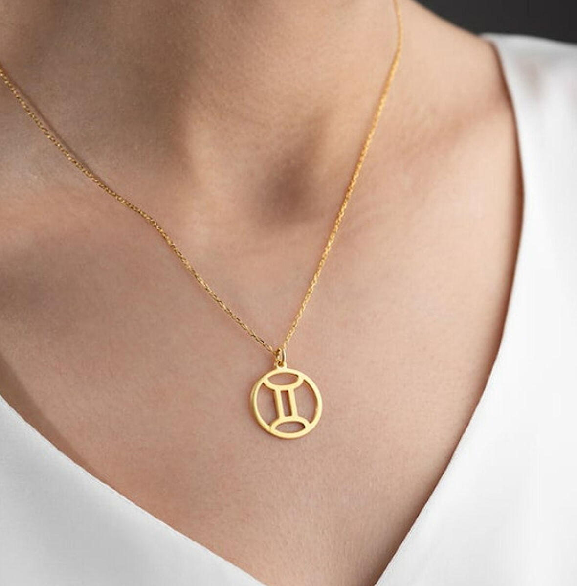 İkizler Burç 14 Ayar Altın Kolye