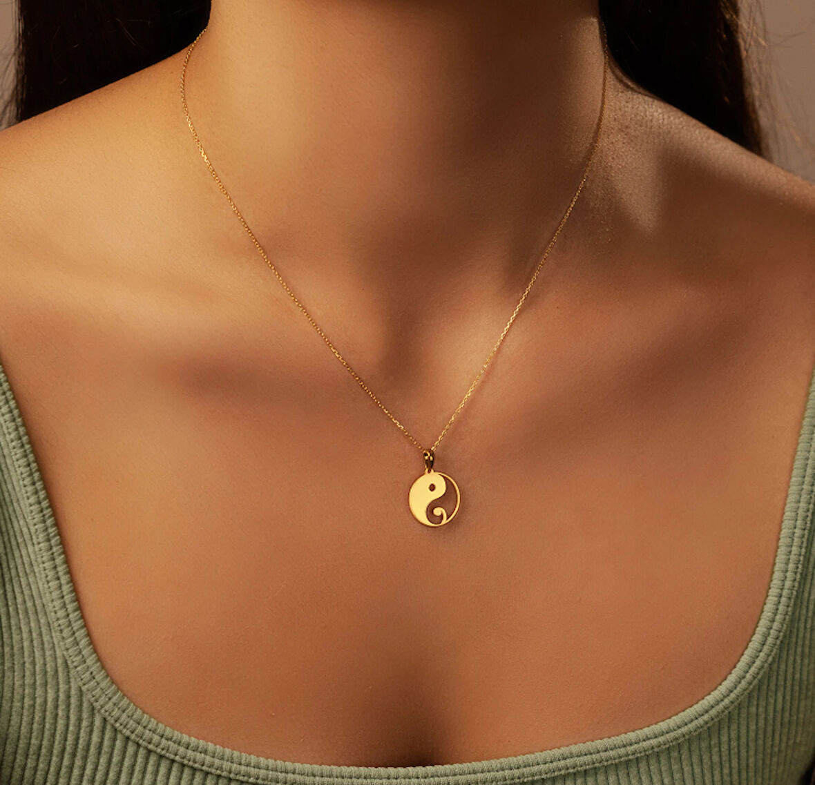 Yin Yang 14 Ayar Altın Kolye