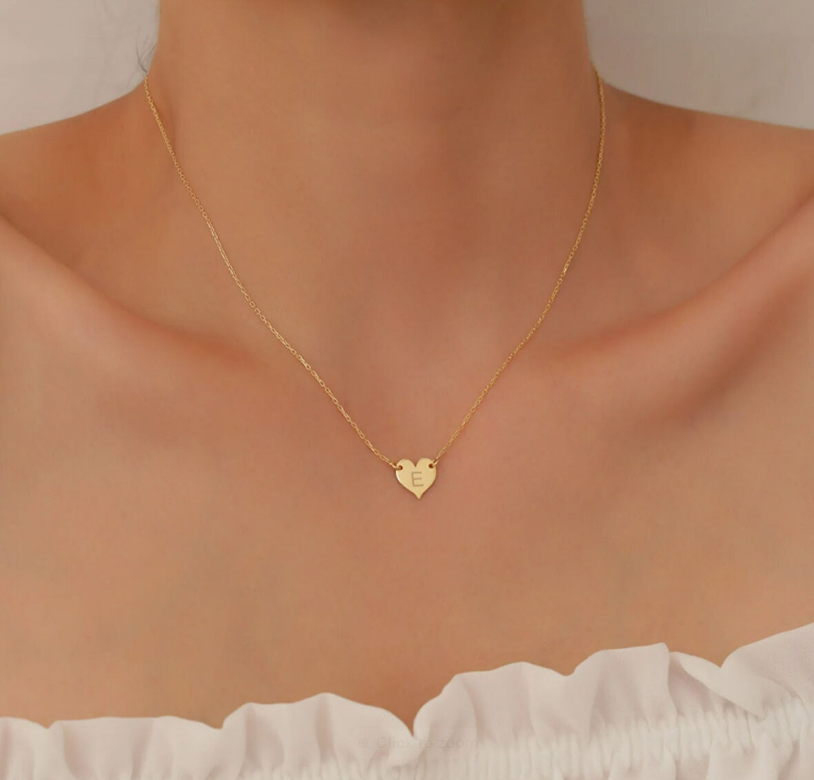 Kalp Harf Yazılı 14 Ayar Altın Kolye