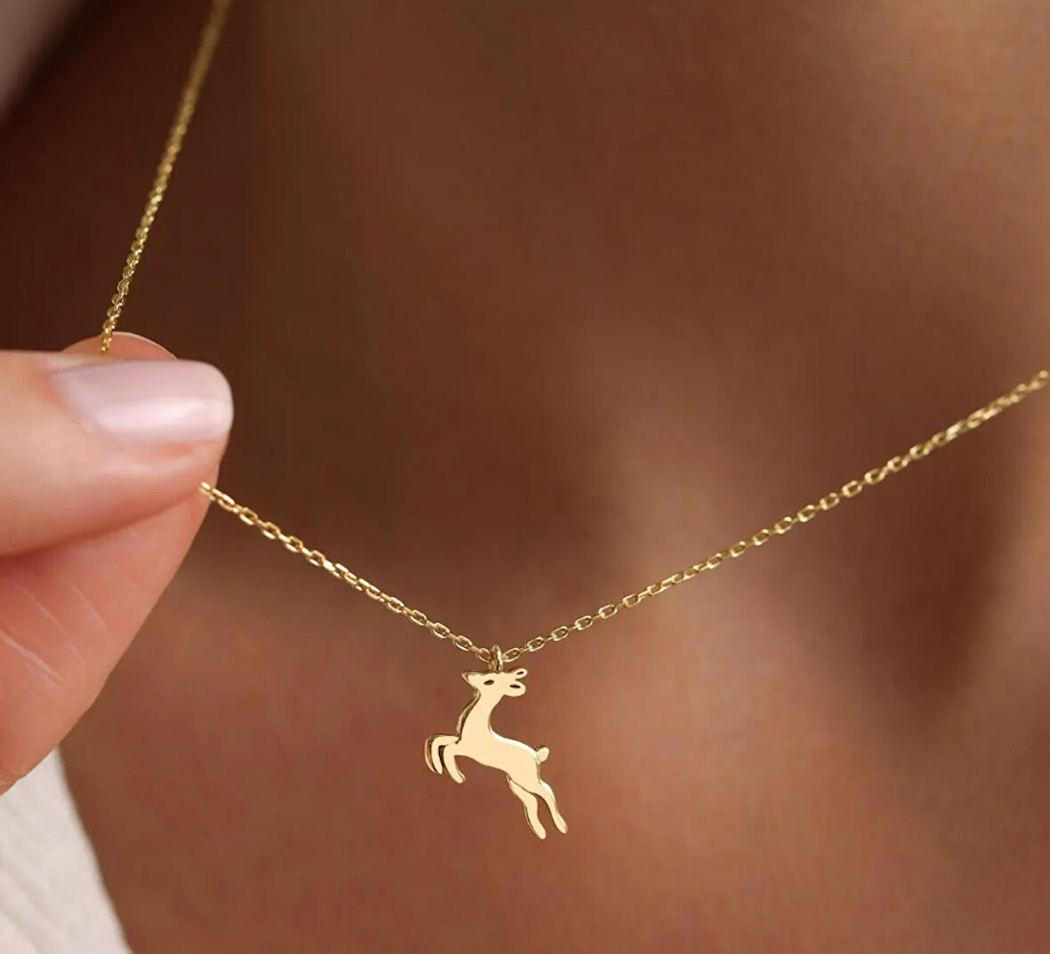 Yavru Geyik 14 Ayar Altın Kolye