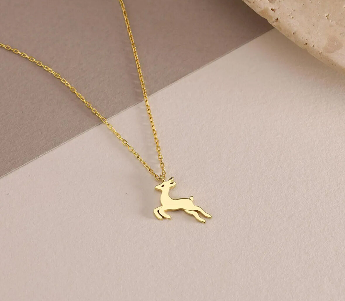 Geyik 14 Ayar Altın Kolye