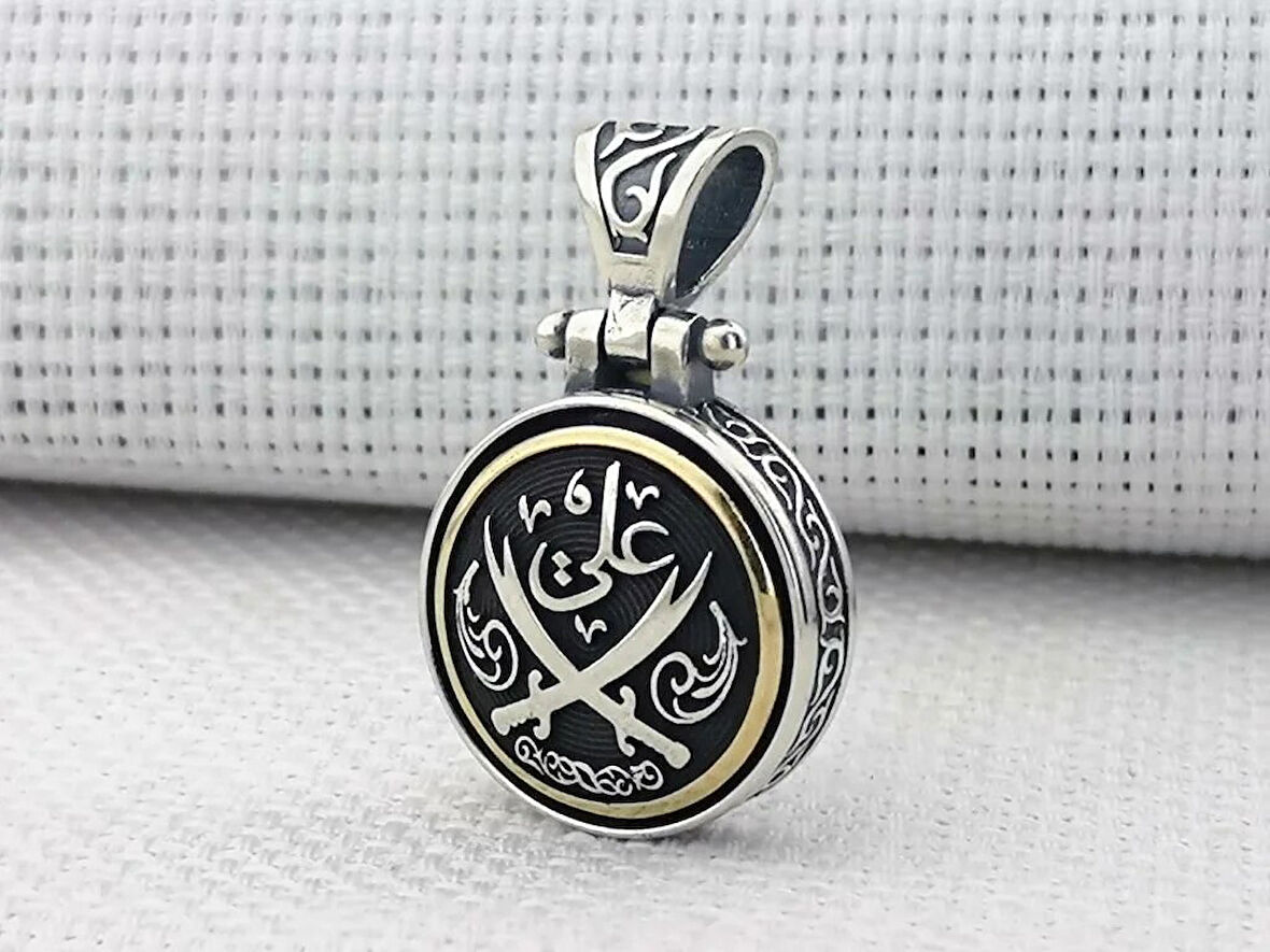 Hz Ali Zulfikar Ortası Dönen 925 Ayar Gümüş Erkek Kolye Ucu