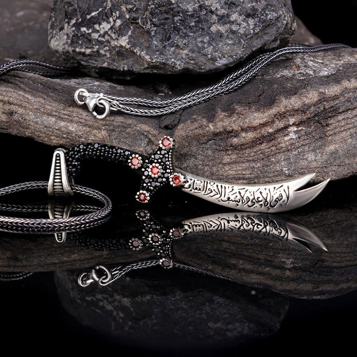 Zulfikar Hz Ali 925 Ayar Gümüş Erkek Kolye