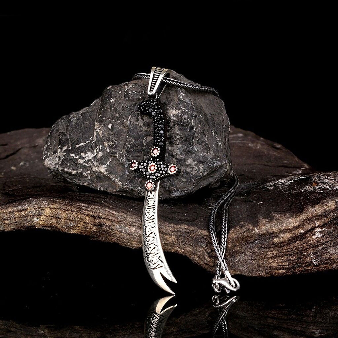 Hz Ali Zulfikar   925 Ayar Gümüş Erkek Kolye