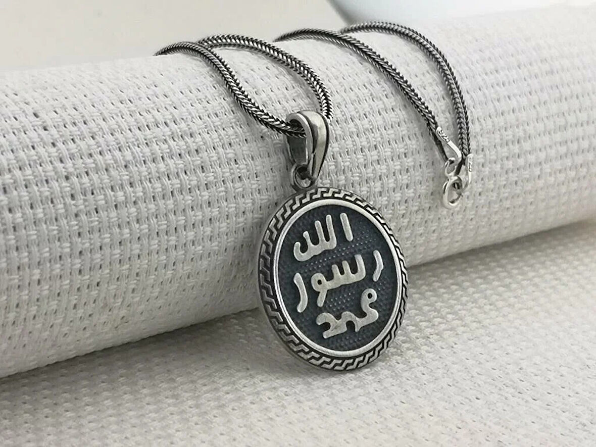 Allah Resulu Muhammet 925 Ayar Gümüş Erkek Kolye