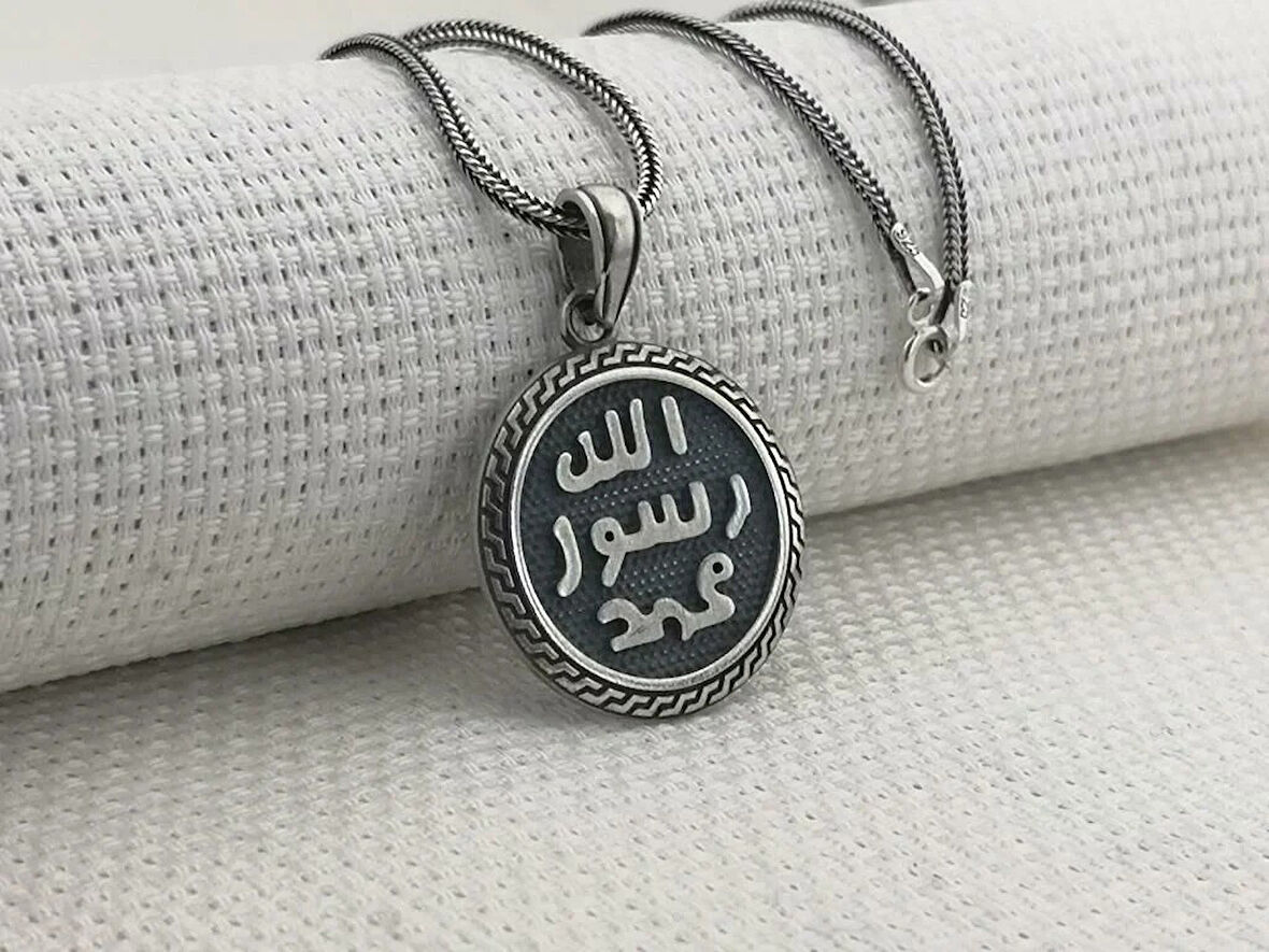 Allah Resulu Muhammet 925 Ayar Gümüş Erkek Kolye