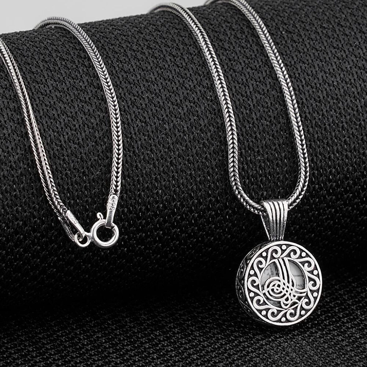 Tuğra  Osmanlı 925 Ayar Gümüş Erkek Kolye
