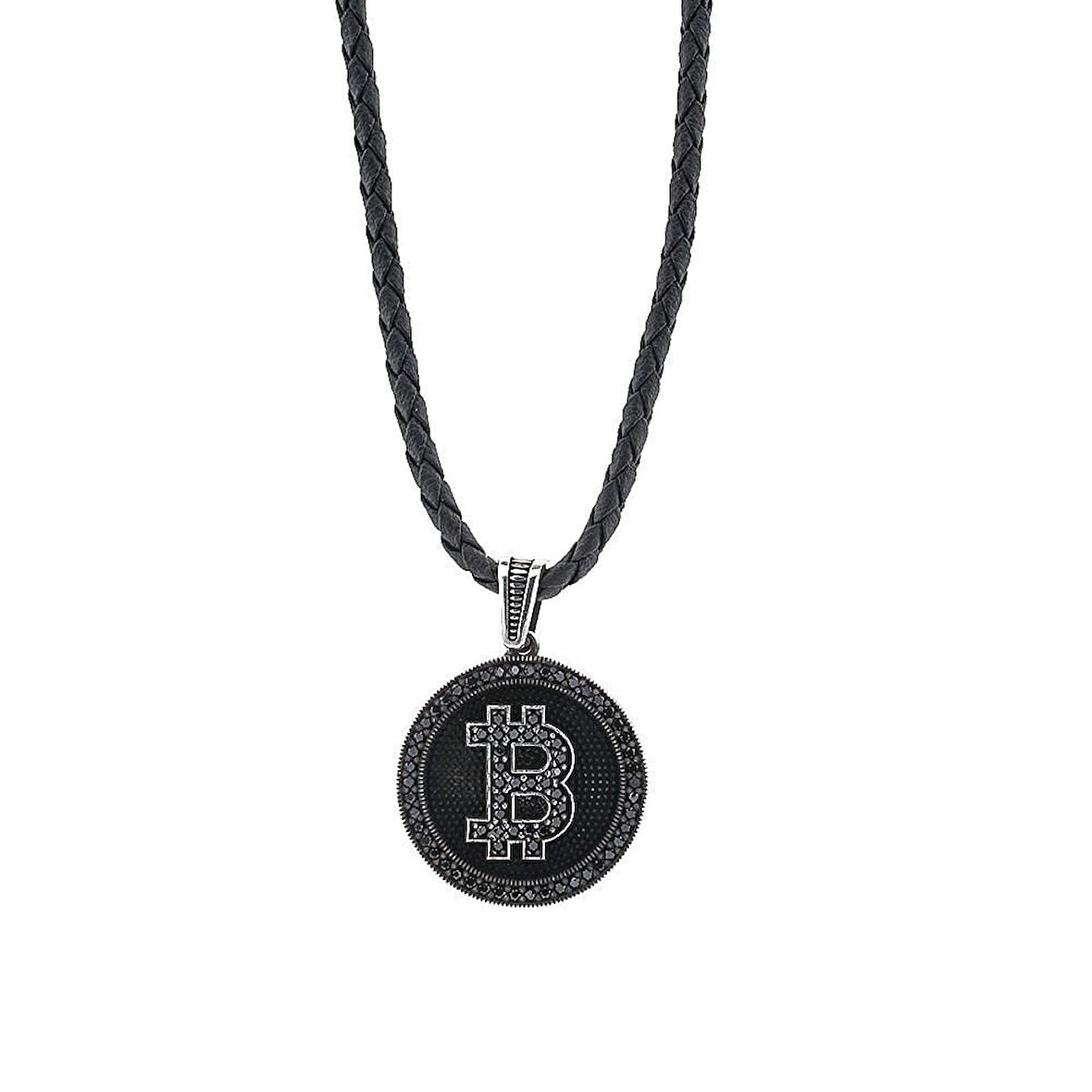 Bitcoın  925 Ayar Gümüş Erkek Kolye