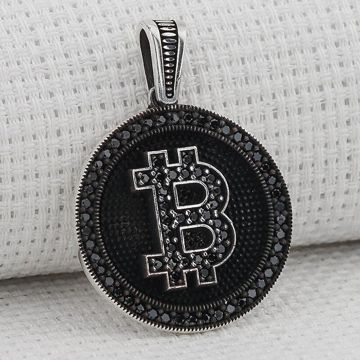 Bitcoın  925 Ayar Gümüş Erkek Kolye Ucu