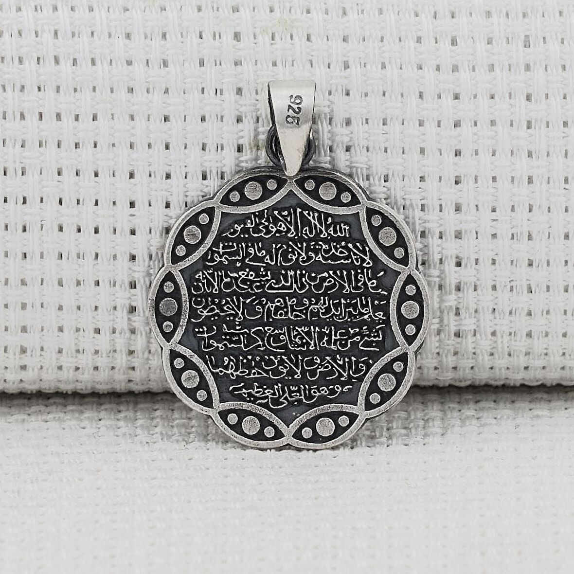 Ayetel Kursi Dualı Yazılı  925 Ayar Gümüş Erkek Kolye Ucu
