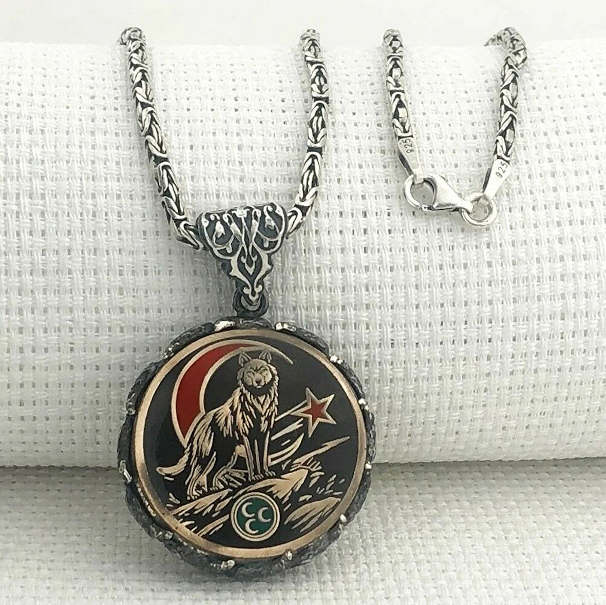 Ay Yıldız Hilal Bozkurt Kral Zincir 925 Ayar Gümüş Erkek Kolye