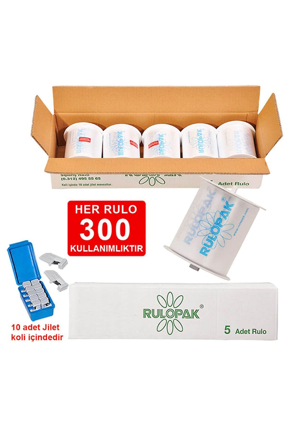 Rulopak R-2200 Manuel Kollu Hijyenik Klozet Kapağı Rulosu - 5 Adet