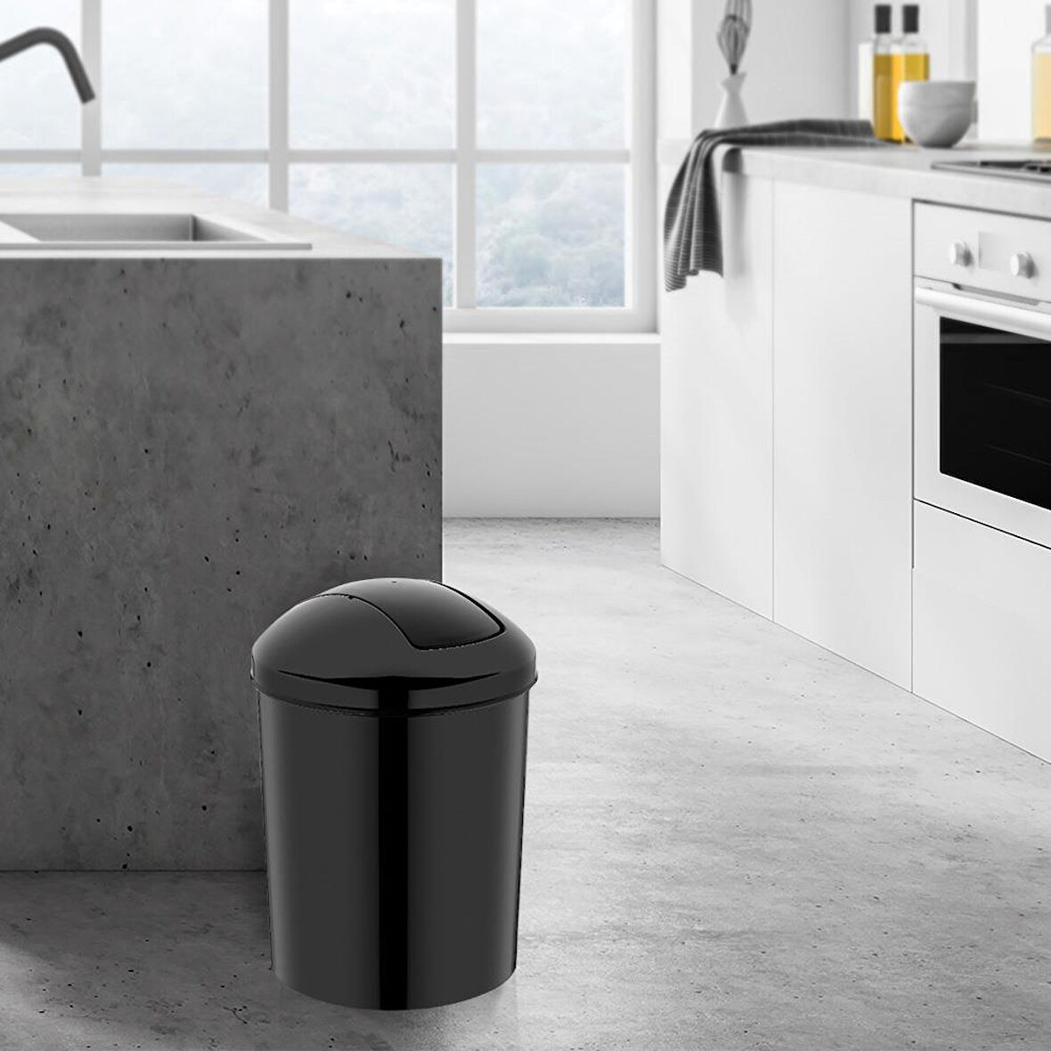 Rulopak Kelebek Kapak Çöp Kovası 15 Litre Siyah