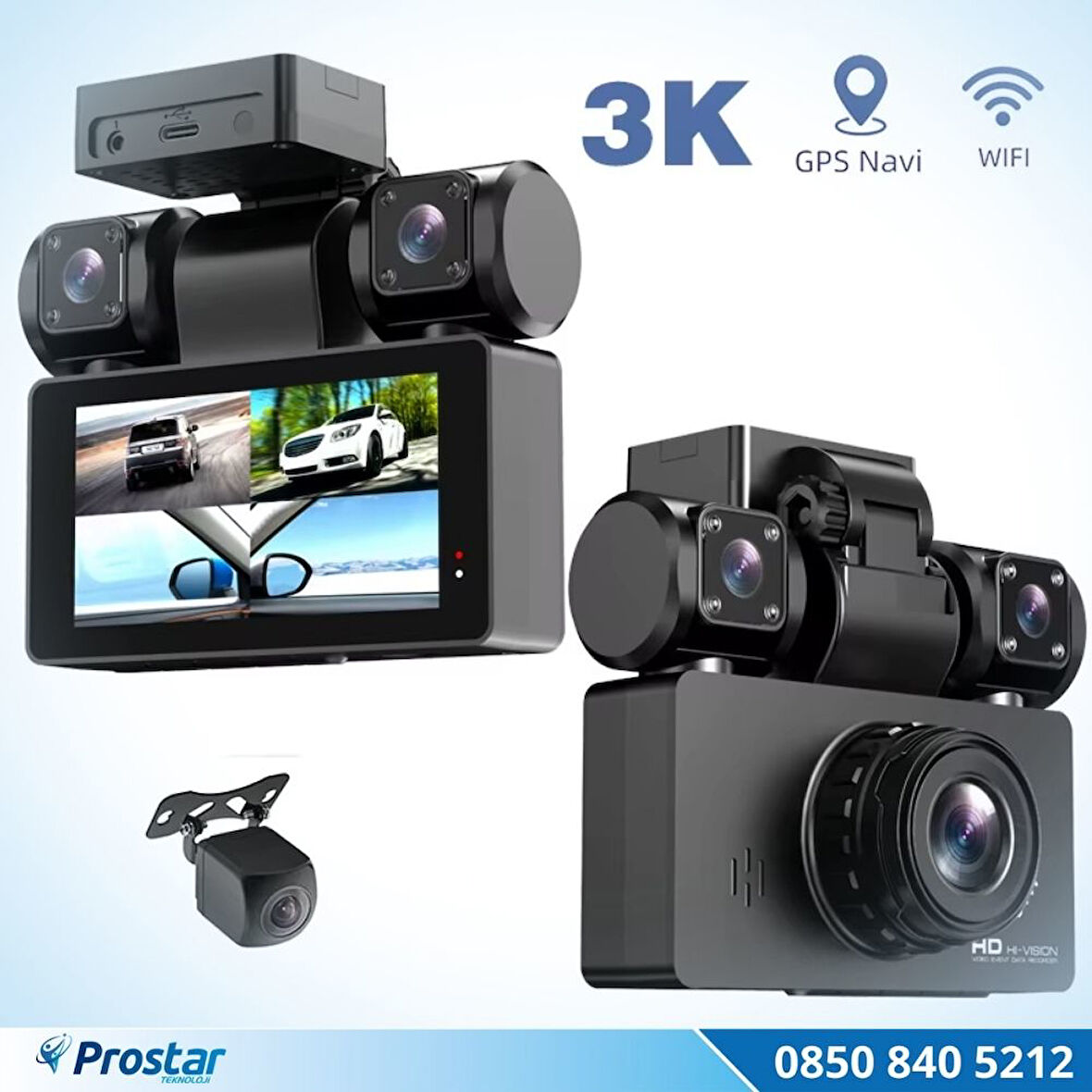 4 Kameralı 3K Ultra HD WIFI GPS Park Modu Özellikli 360 Kamera Seti