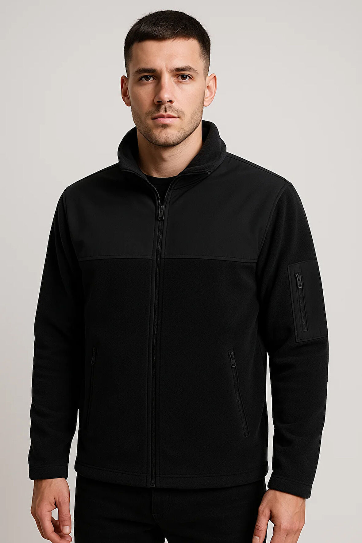 Erkek Polar Softshell Outdoor Ceket – Su İtici Kumaş - Fermuarlı Cepler - Sıcak Tutma