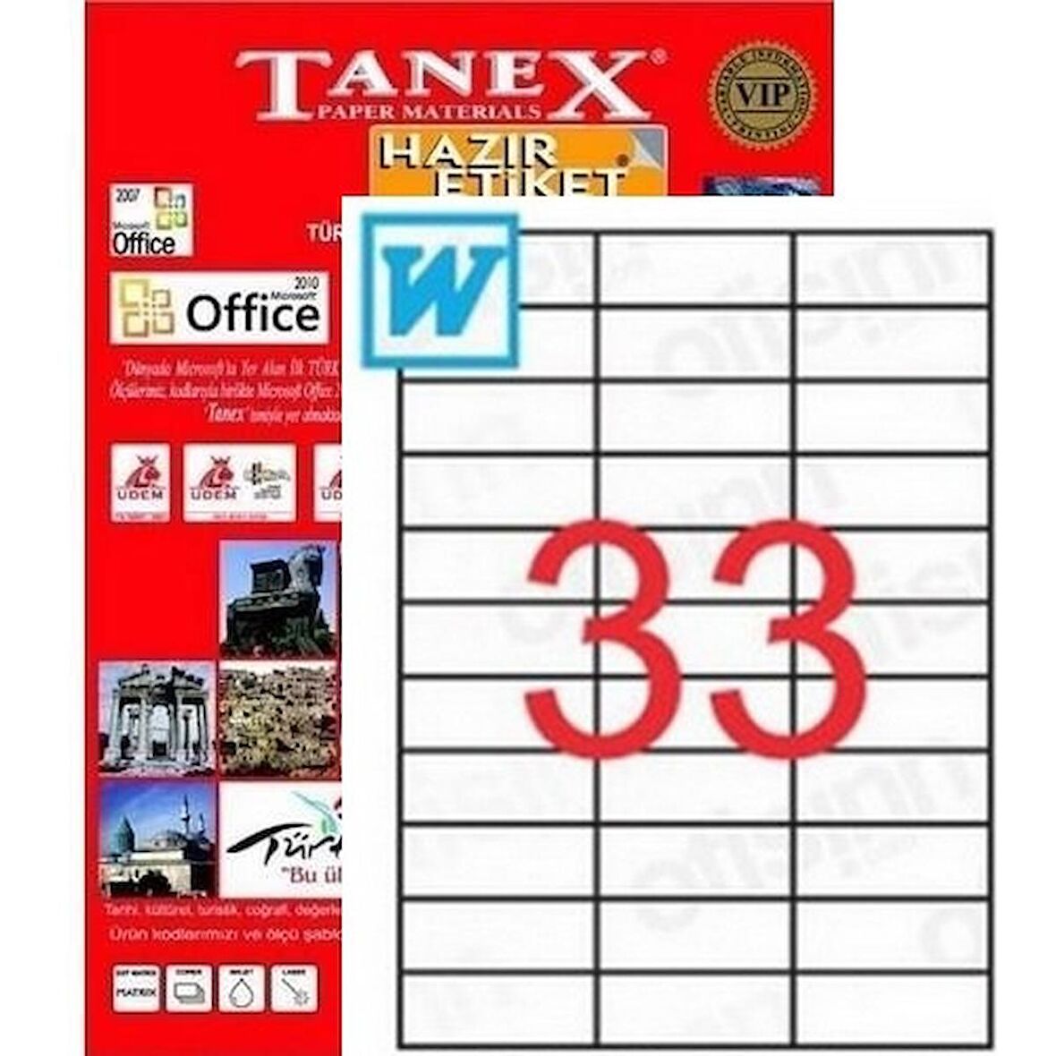 TANEX 70 X 25,4 MM LAZER ETİKET TW-2233