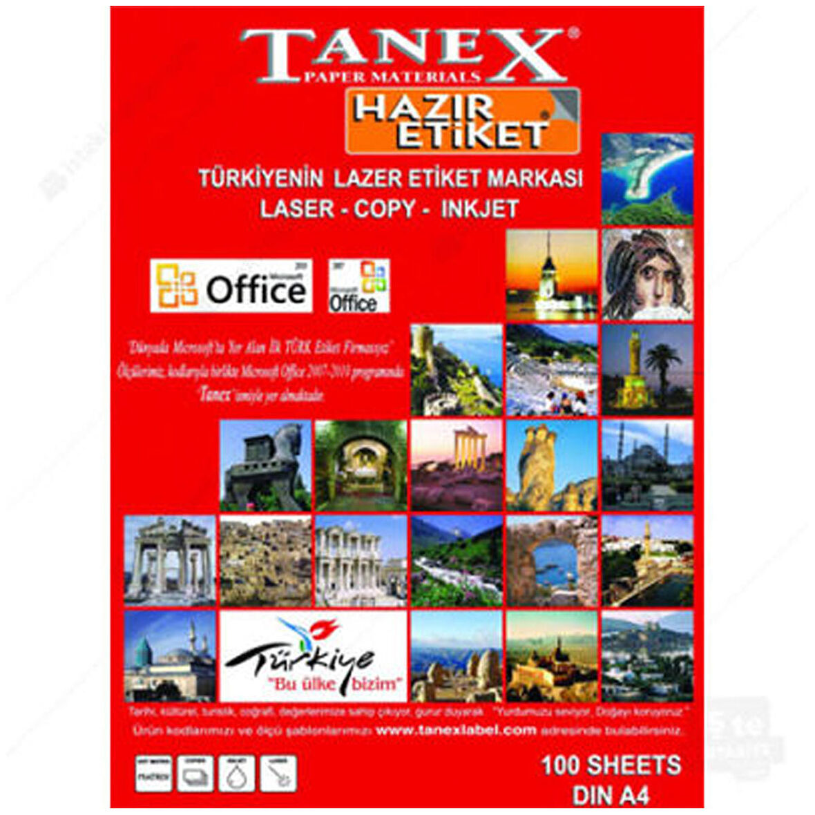 Tanex 70X12 mm. Laser Etiket 100 Adet TW-4066