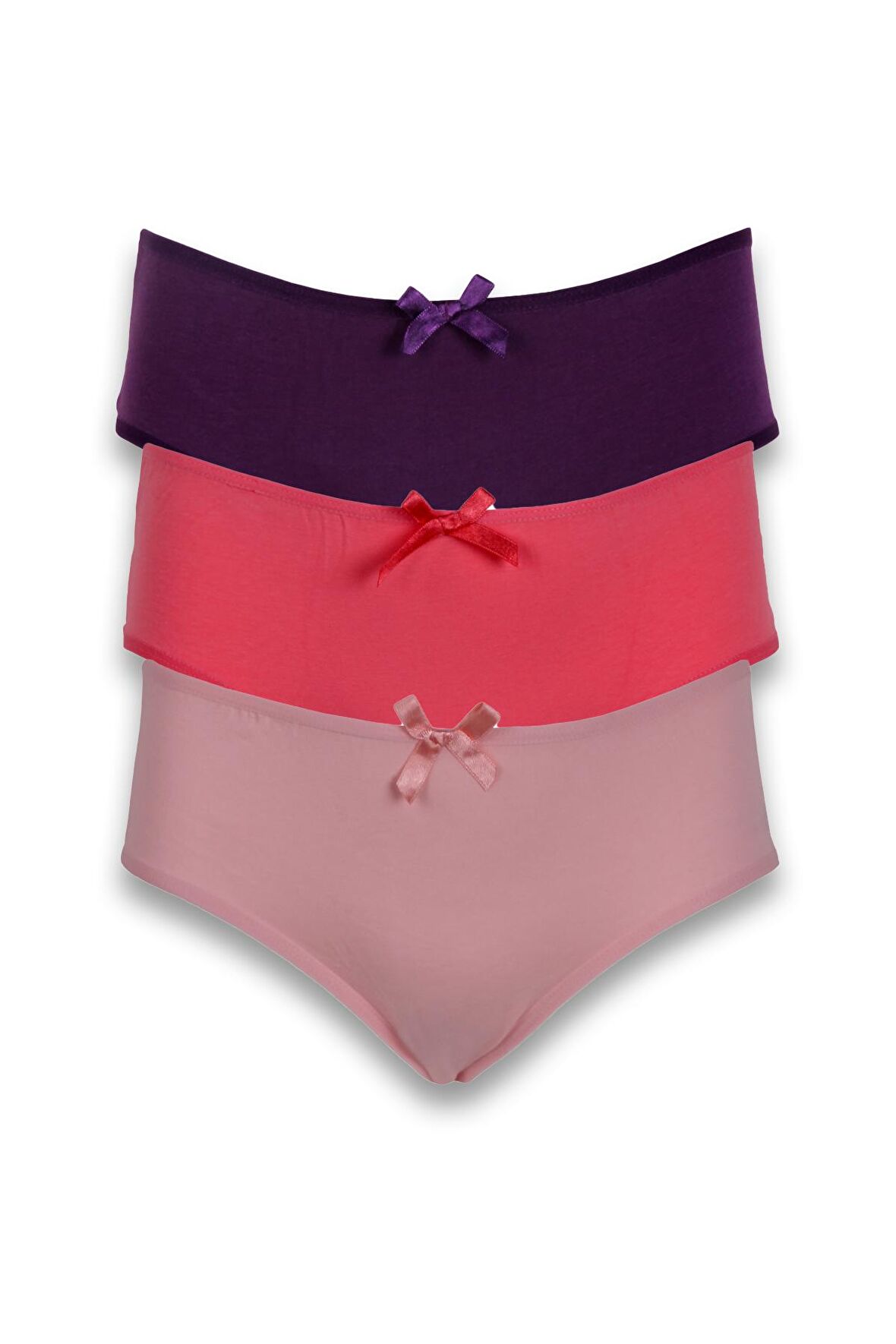 Kadın 3'lü Basic Yumuşak Dokulu Penye Dantel Detaylı Külot