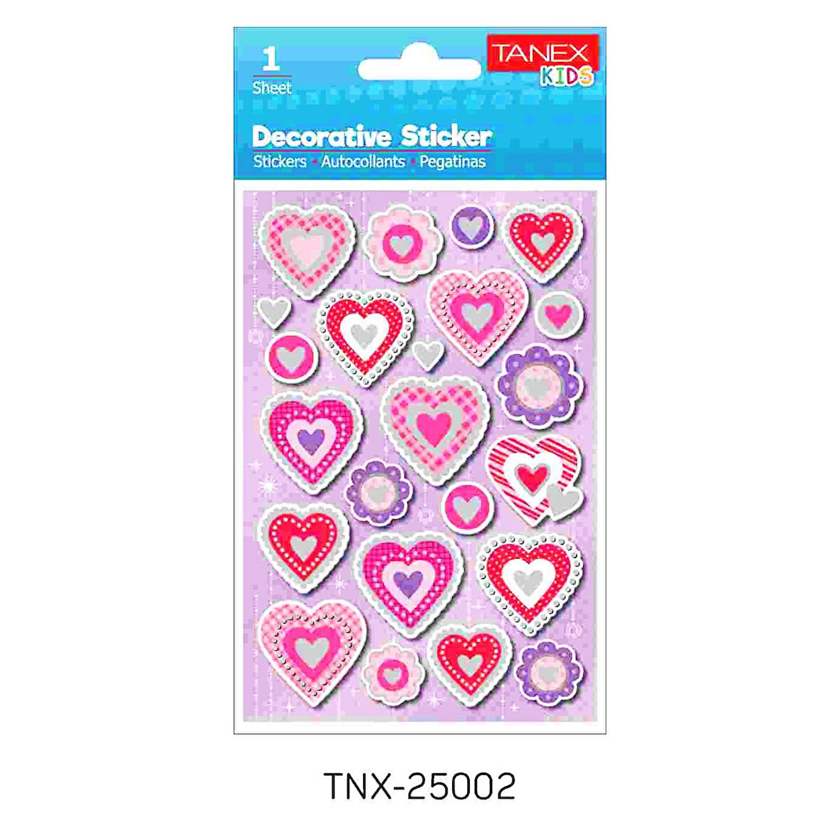 Tanex Kids Sticker Puffy Parıltılı Kalpler Serisi 23 Parça (25002)