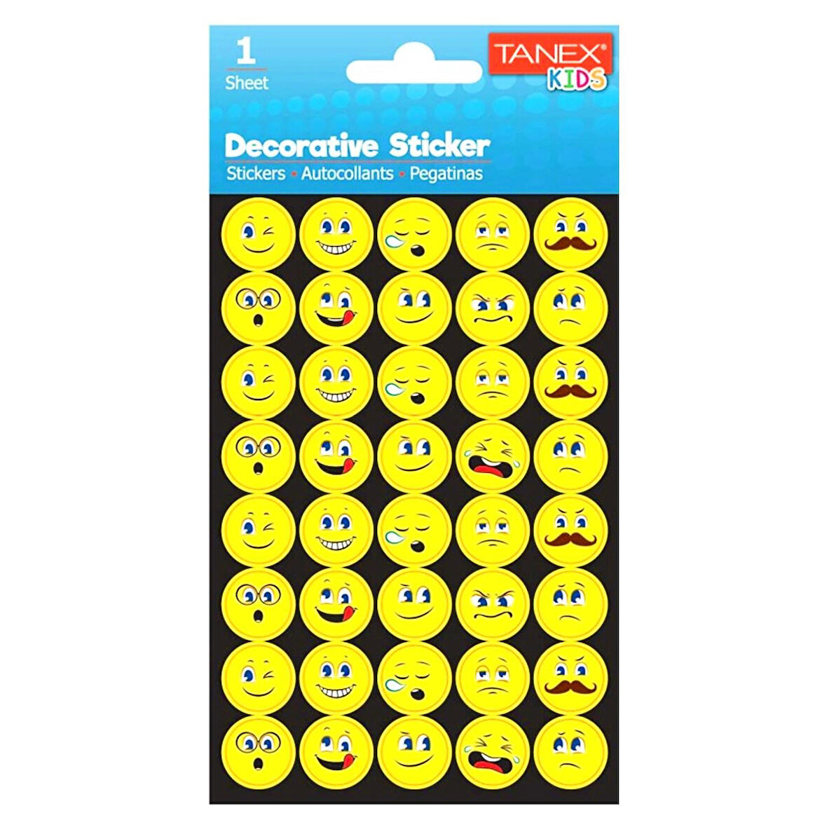 Tanex Kids Sticker Emoji Serisi Sarı 40 Parça (25026)