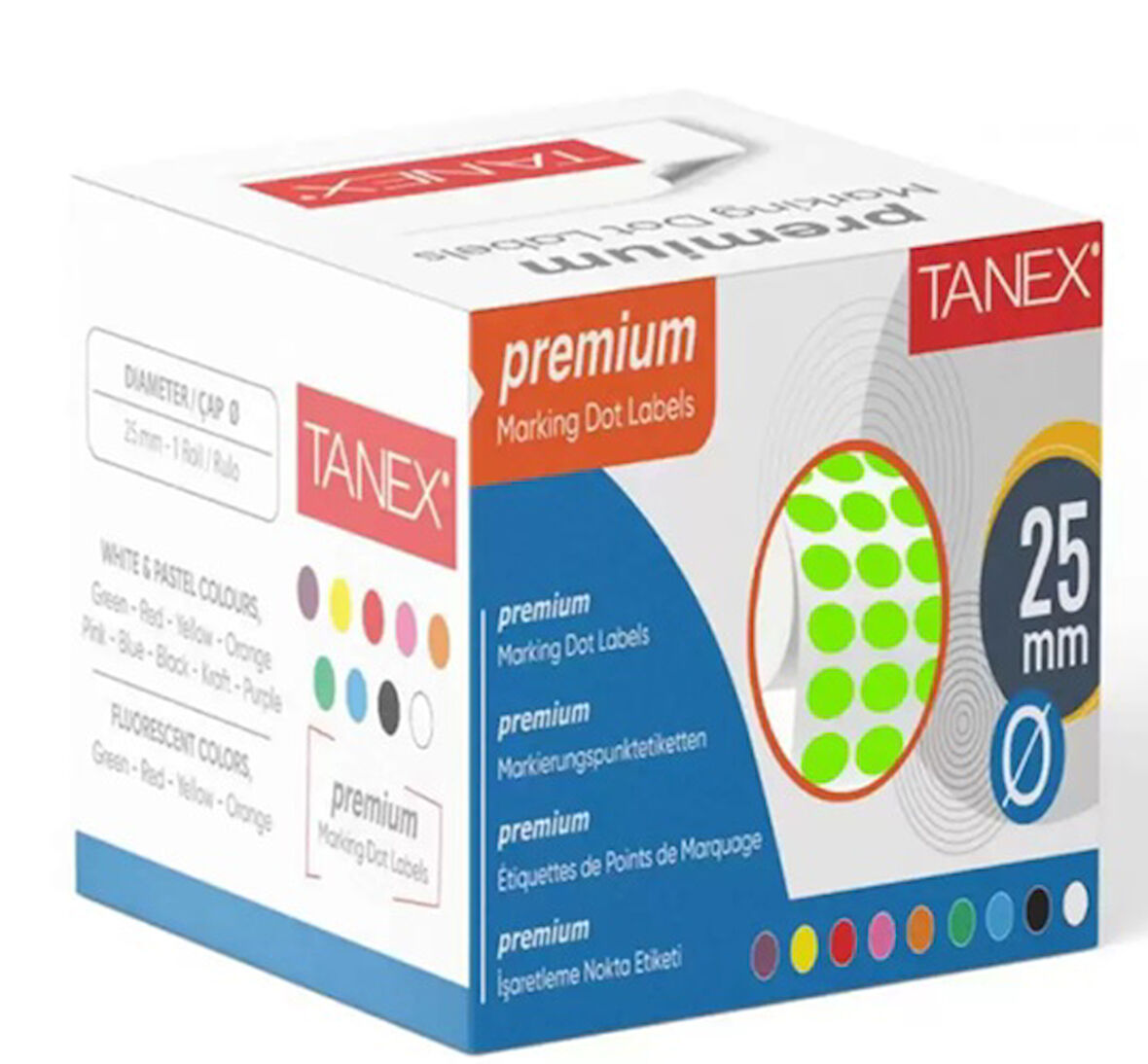 Tanex Nokta Etiket 25Mm 2500Li Yeşil - 2 paket