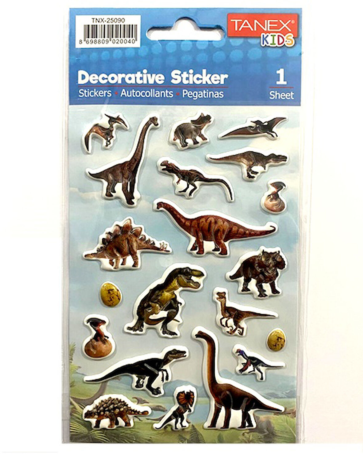 Tanex Kabartmalı Sticker Dinazor Serisi-1 Tnx-25090 - 2 adet