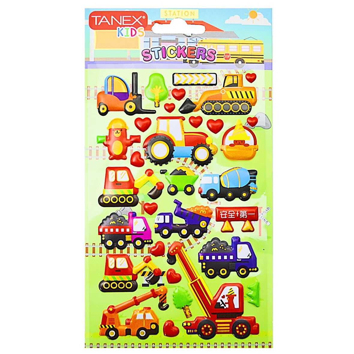 Tanex Kids Sticker Puffy İş Makineleri Serisi 32 Parça (26152)