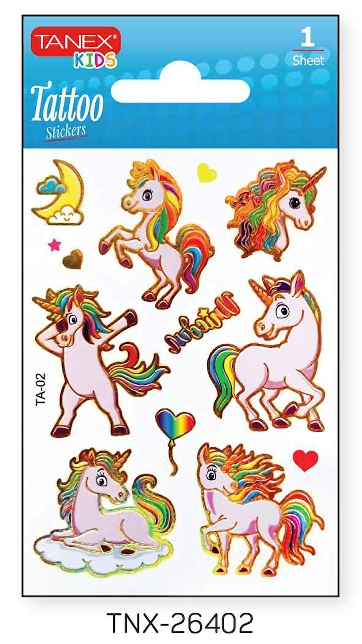 Tanex 7,5x10,5mm Unicorn Mini Tatoo Etiket TNX-26402