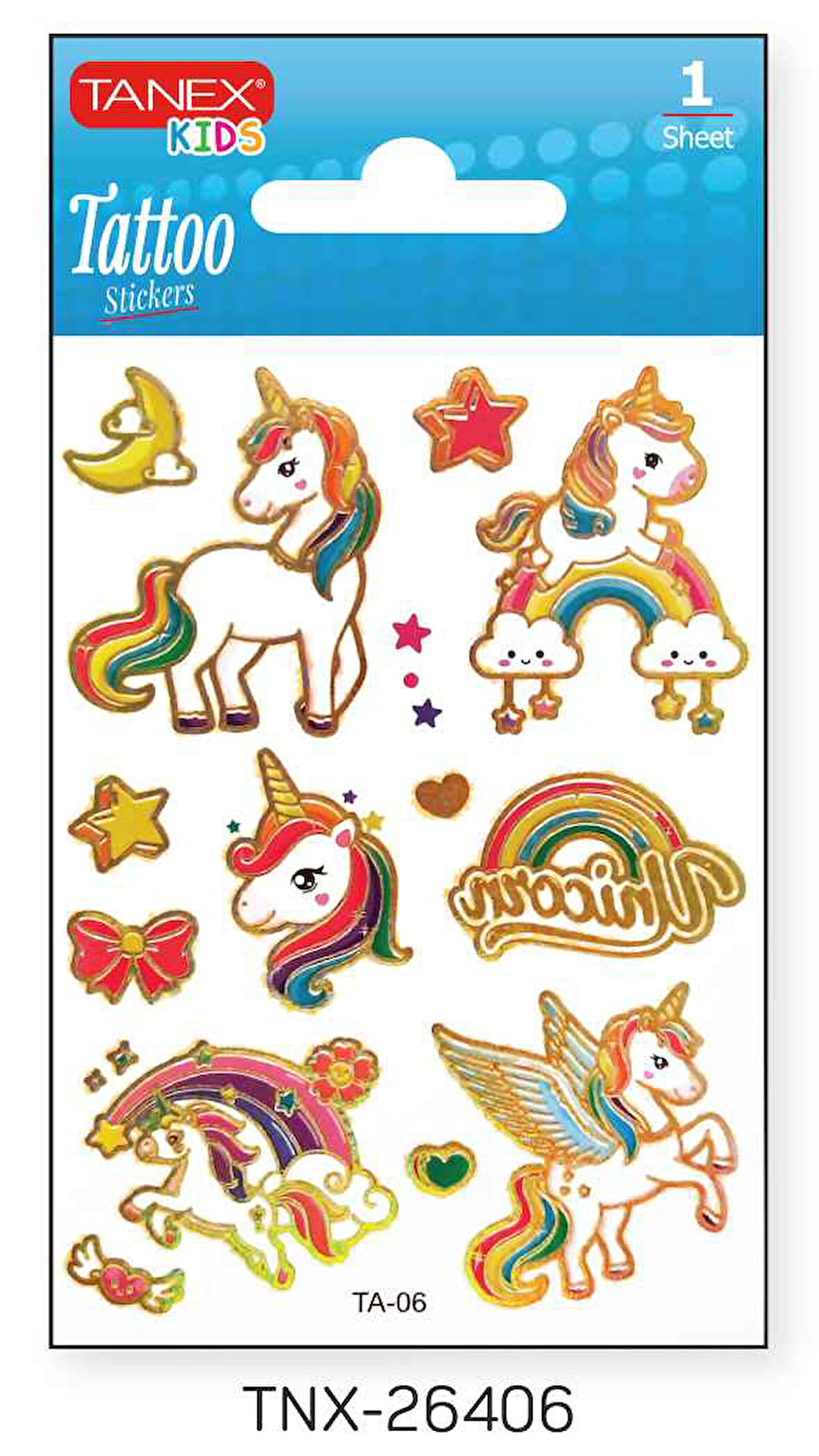 Tanex 7,5x10,5mm Unicorn Mini Tatoo Etiket TNX-26406