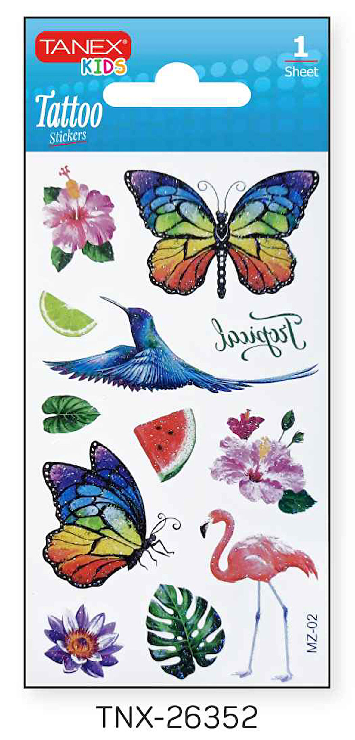 Tanex 7x12mm Kuş-Kelebek Simli Tatoo TNX-26352