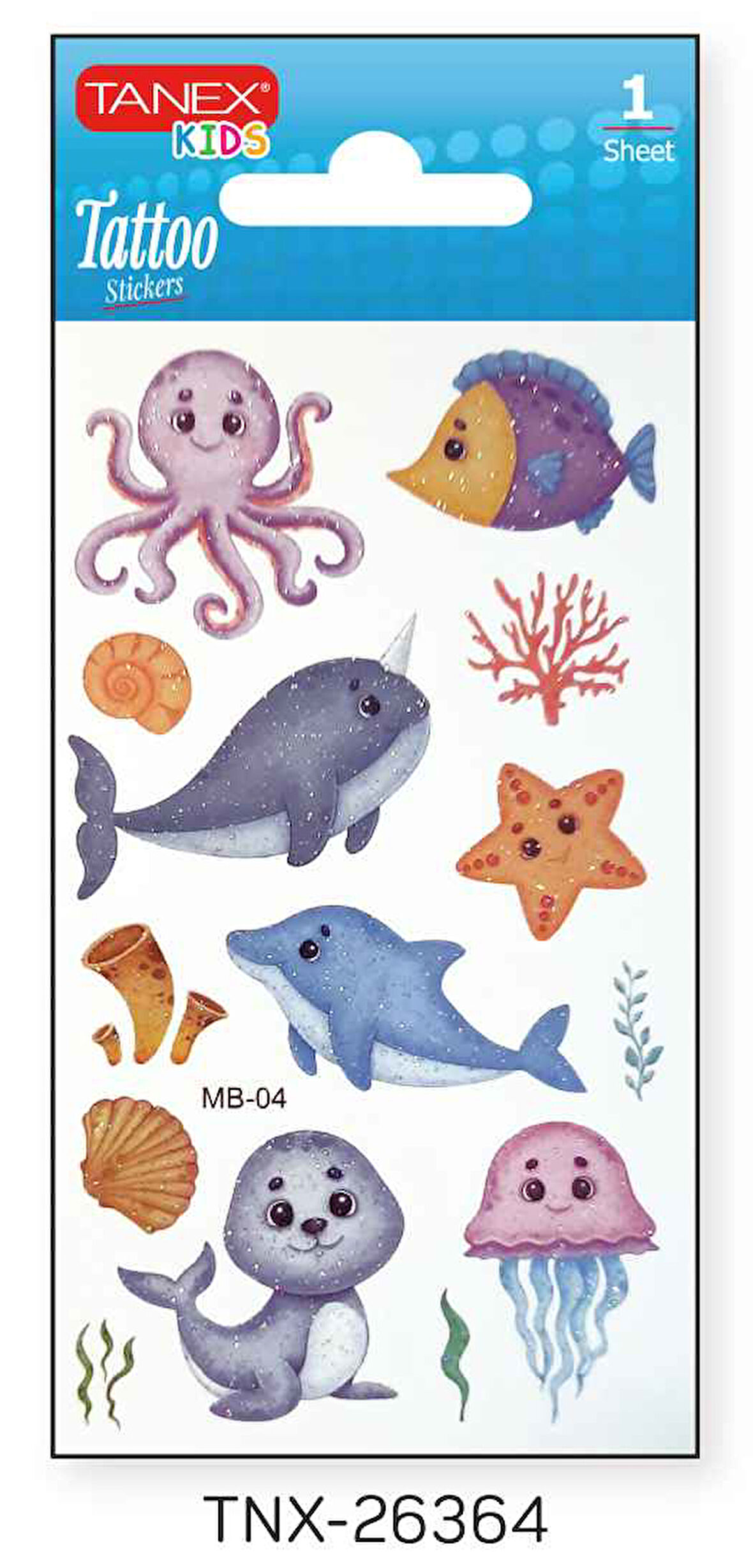Tanex 7x12mm Deniz Hayvanları Tatoo TNX-26364