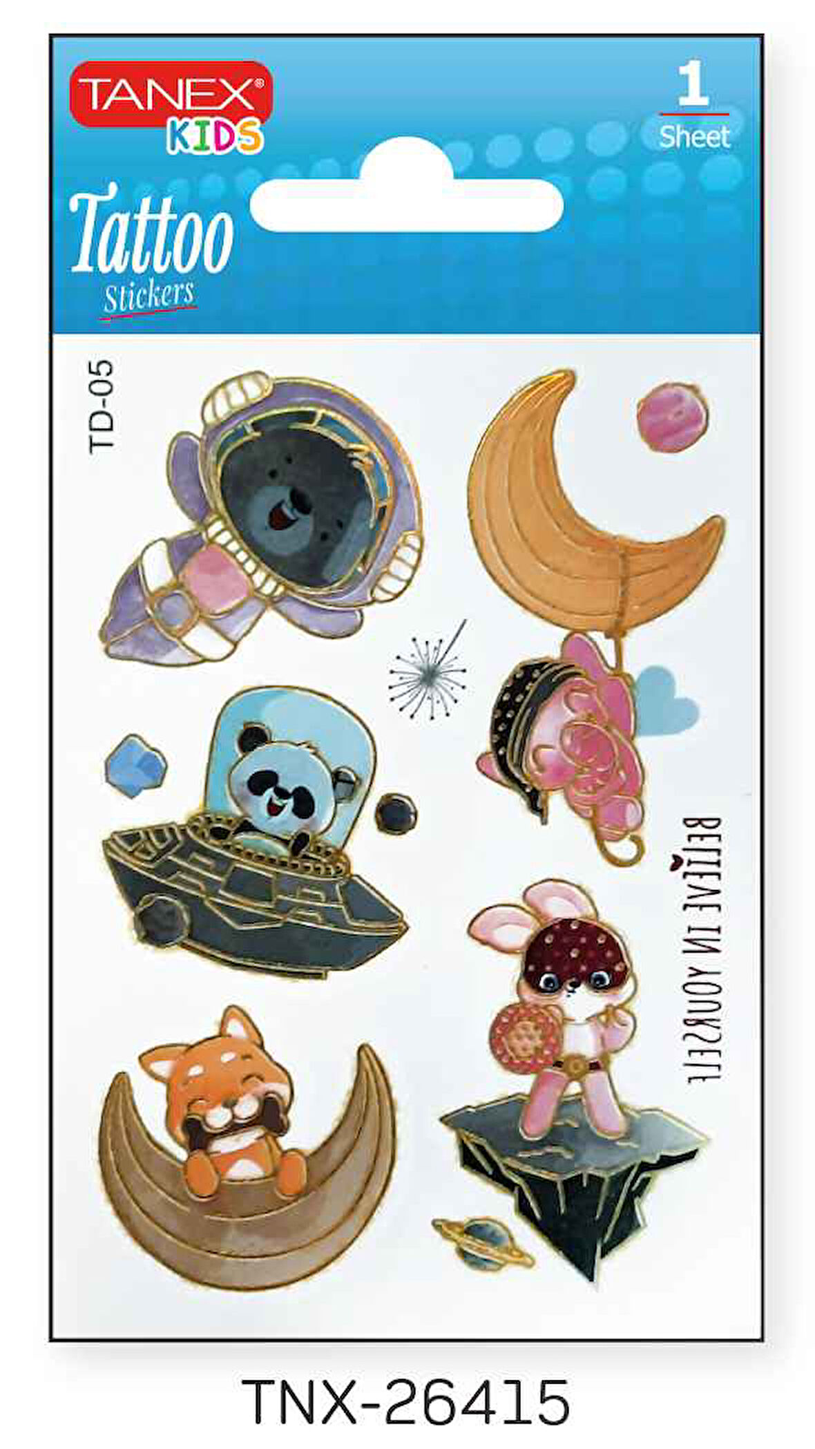 Tanex 7,5x10,5mm Gezegen-Uzay Mini Tatoo TNX-26415