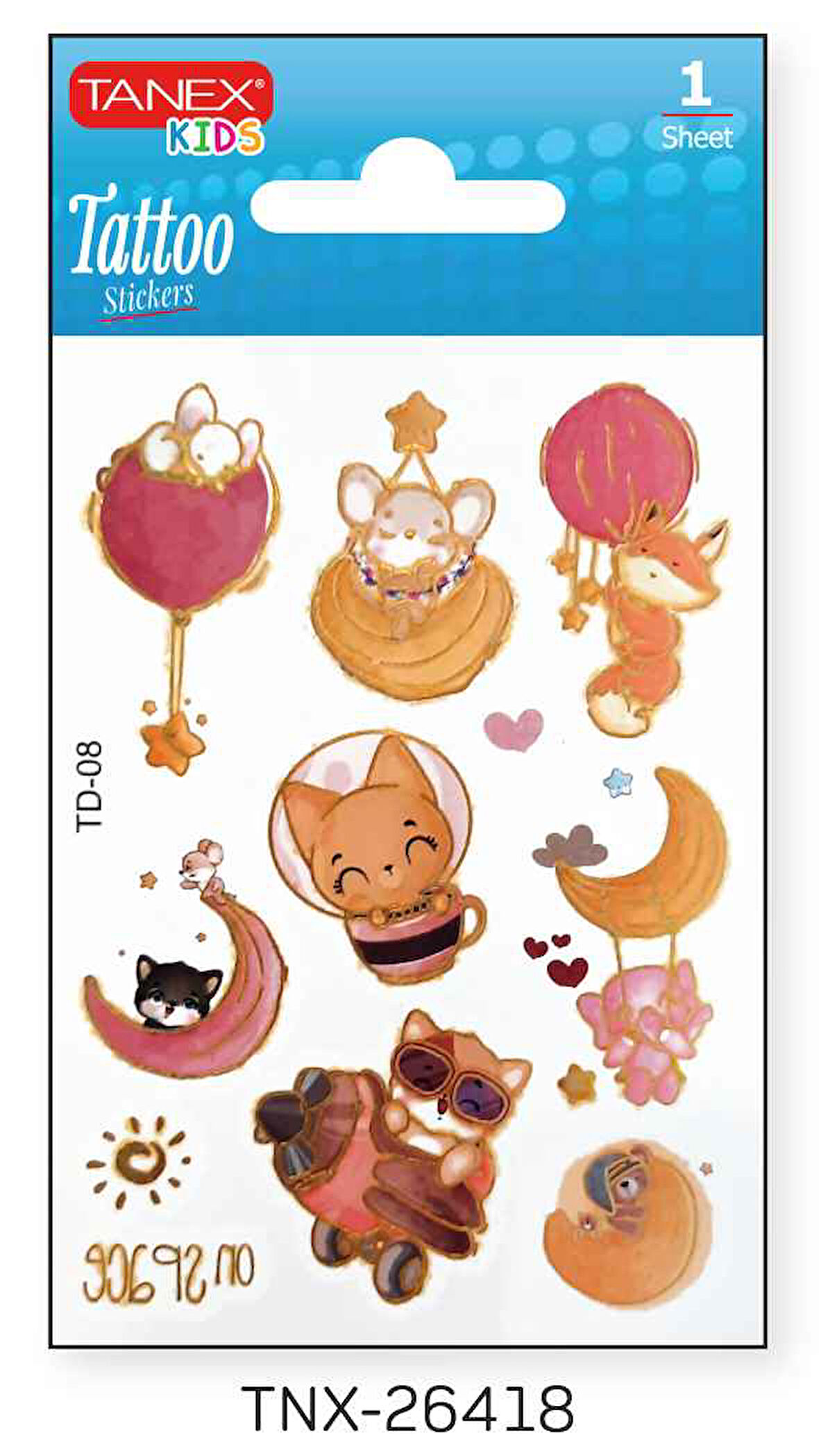 Tanex 7,5x10,5mm Gezegen-Uzay Mini Tatoo TNX-26418