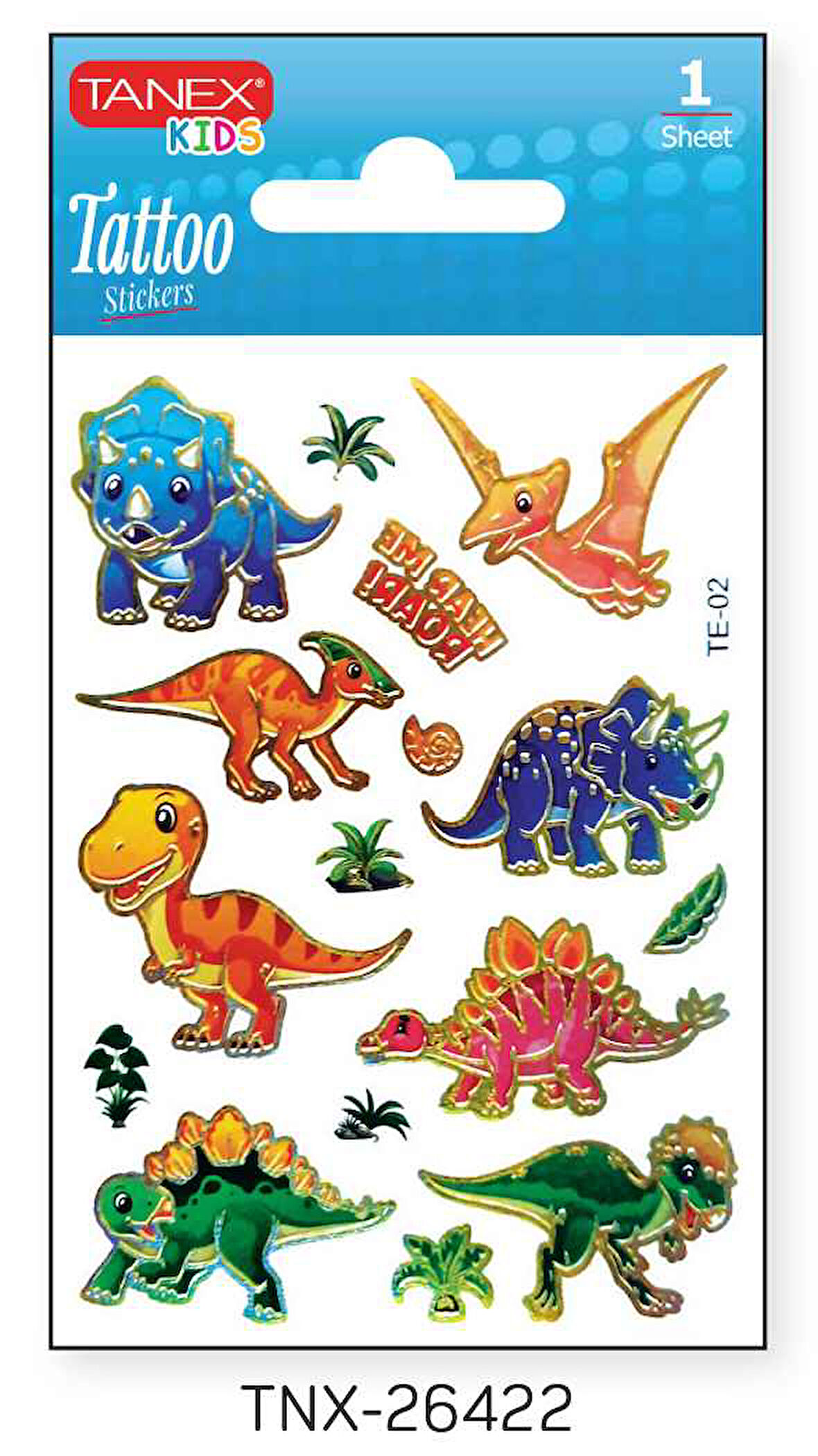 Tanex 7,5x10,5mm Dinazor Mini Tatoo Etiket TNX-26422