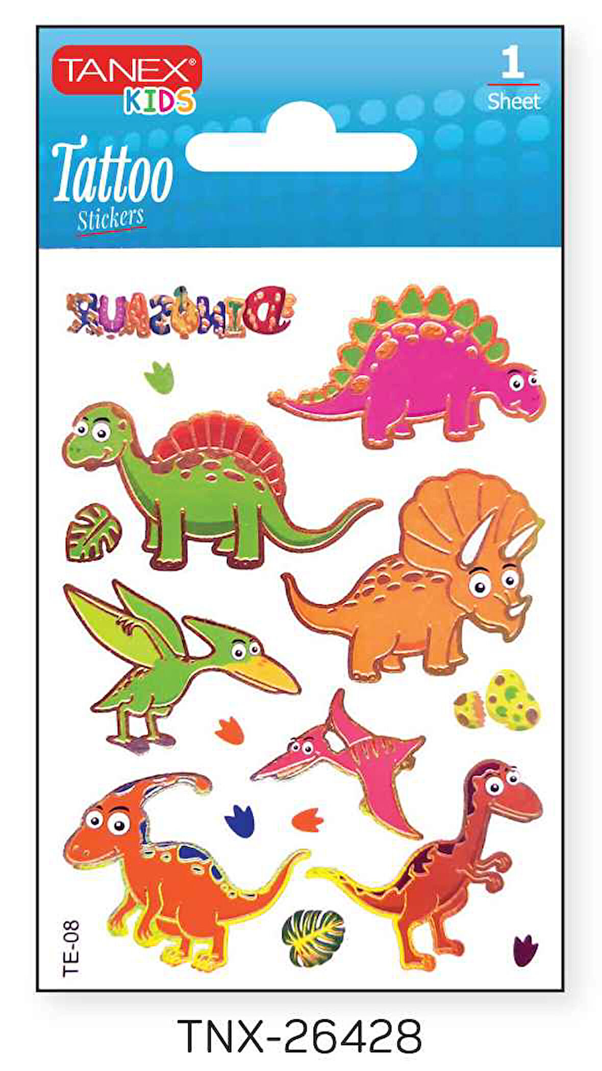 Tanex 7,5x10,5mm Dinazor Mini Tatoo Etiket TNX-26428