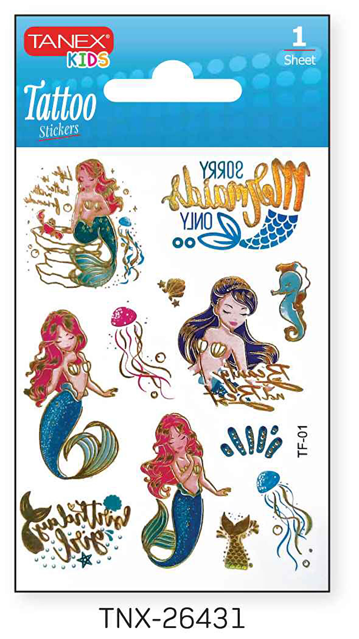 Tanex 7,5x10,5mm Deniz Kızı Mini Tatoo Etiket TNX-26431